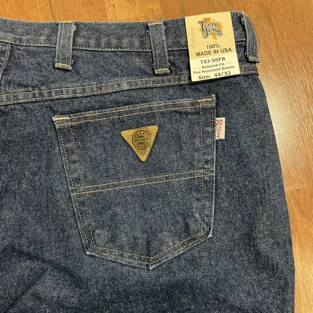 NOS Texas Jeans Mens 44x32 Relaxed Fit Fire Resistant Denim Pants Made In USA